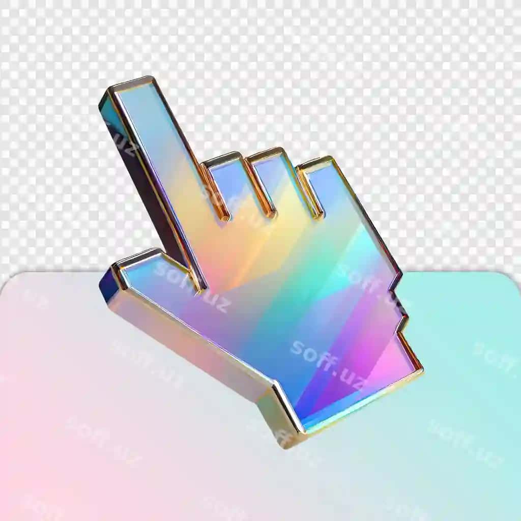 3d ajraltirilgan shisha bo'ronli ko'rsatuvchi qo'l ikonka | 3d isolated glass iridescent hand pointing icon
