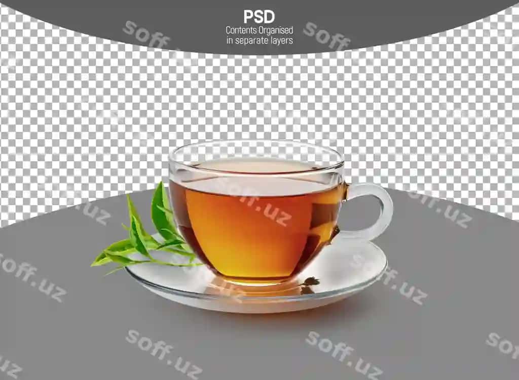 Choy shaffof stakan ajraltirilgan shaffof fonda | Tea transparent cup isolated transparent background