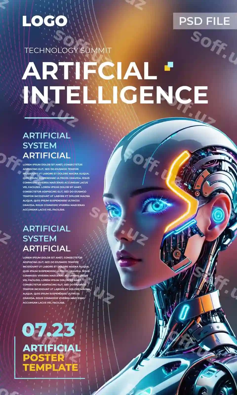 Sun'iy intellekt landin sahifasi shabloni | Artificial intelligence landing page template