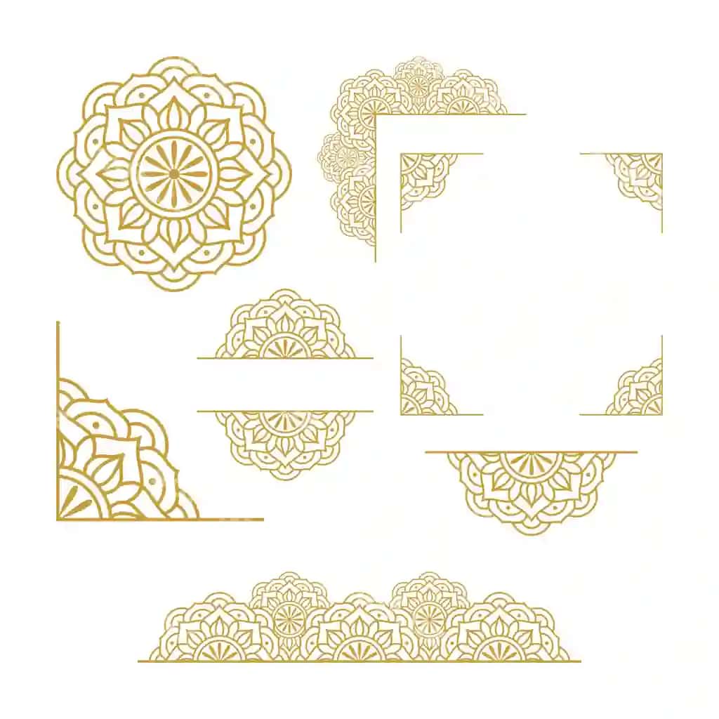 Mandala ramka oltin vektor dizayn to'plami | Mandala frame gold vector design collection