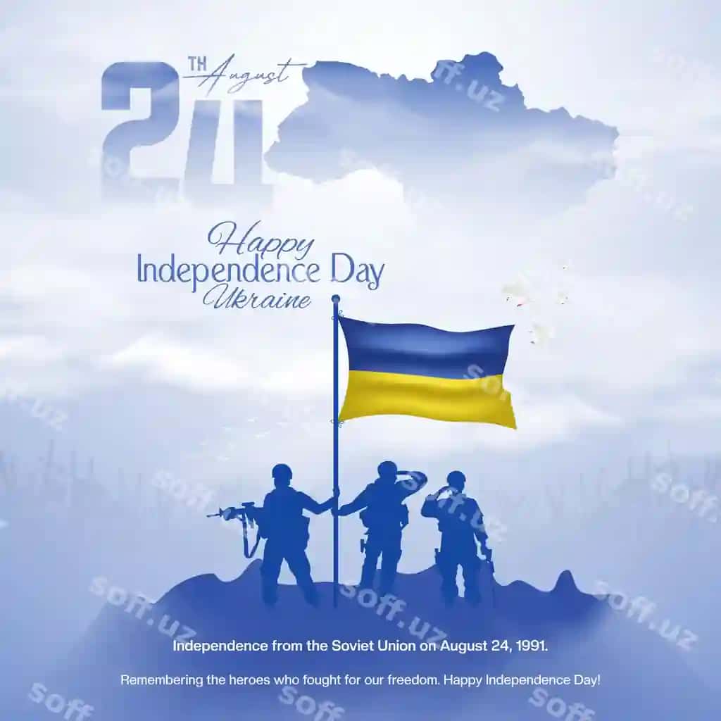 Ukraina mustaqillik kuni bayrami tabrik kartochkasi dizayni sotsial | Ukraine independence day celebration greeting card design social