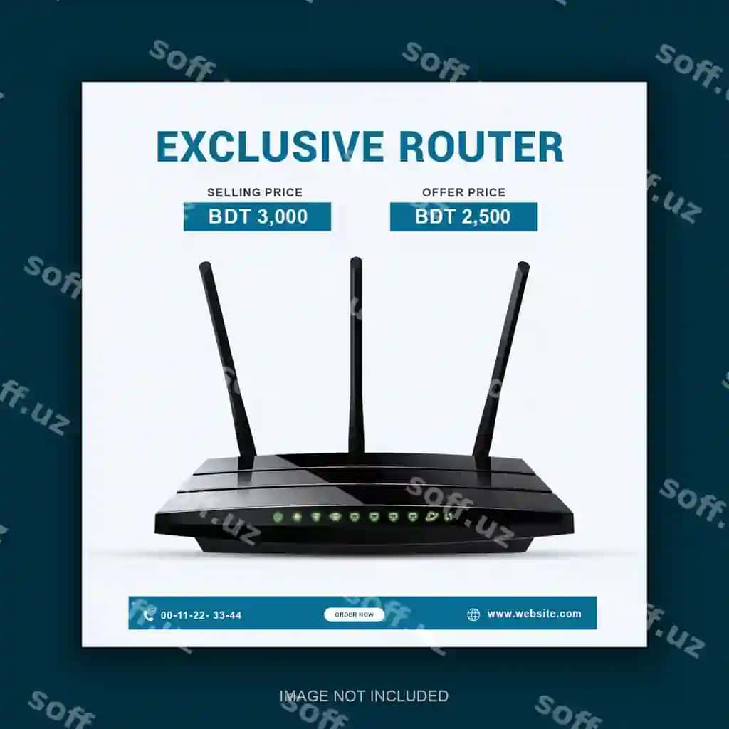 Wifi router Instagram post Qora Payshanba aktsiyasi Router post dizayni | Wifi router instagram post black friday sale router post design