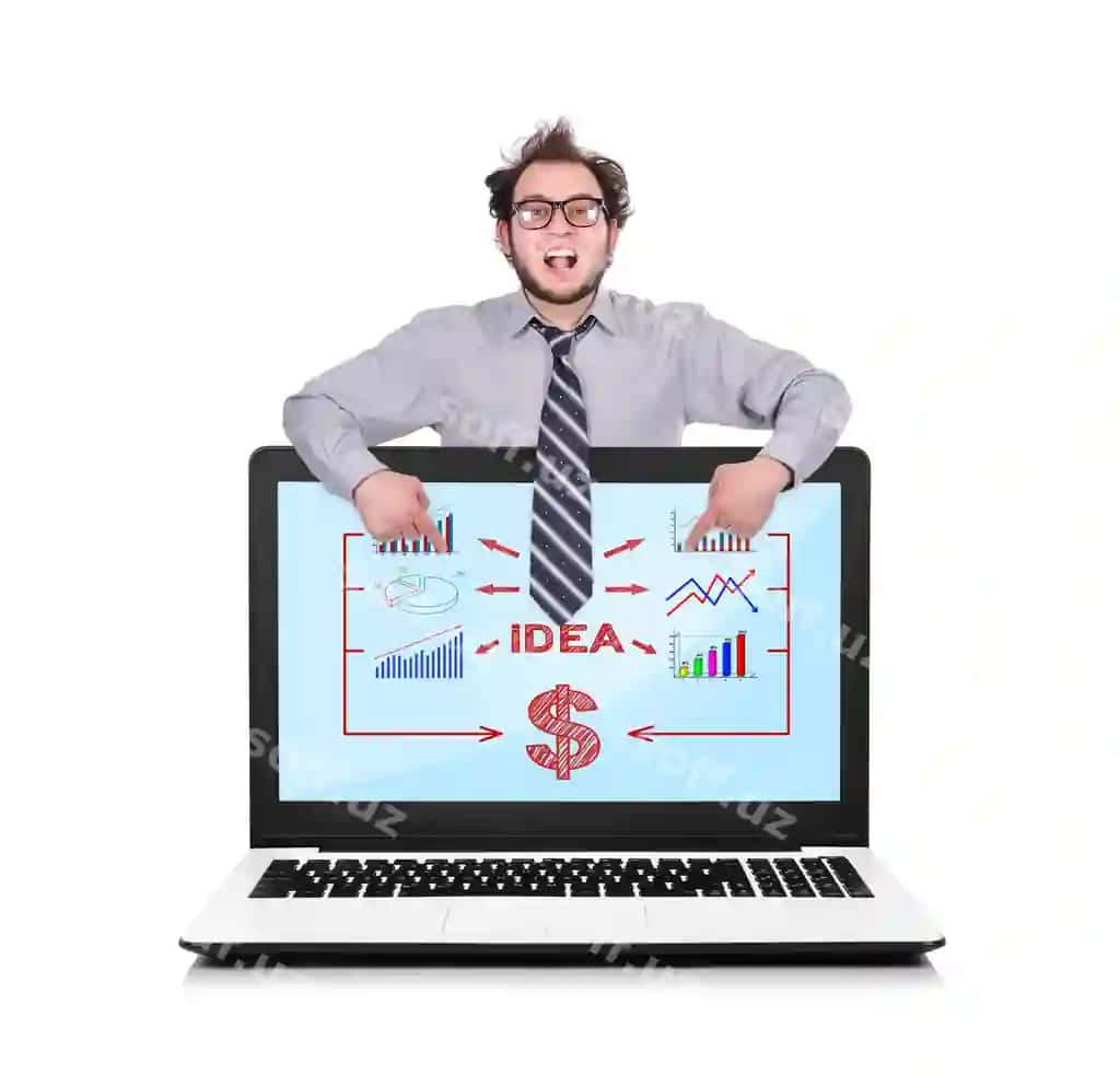 Biznes rejasi bor noutbuk | Laptop with business plan