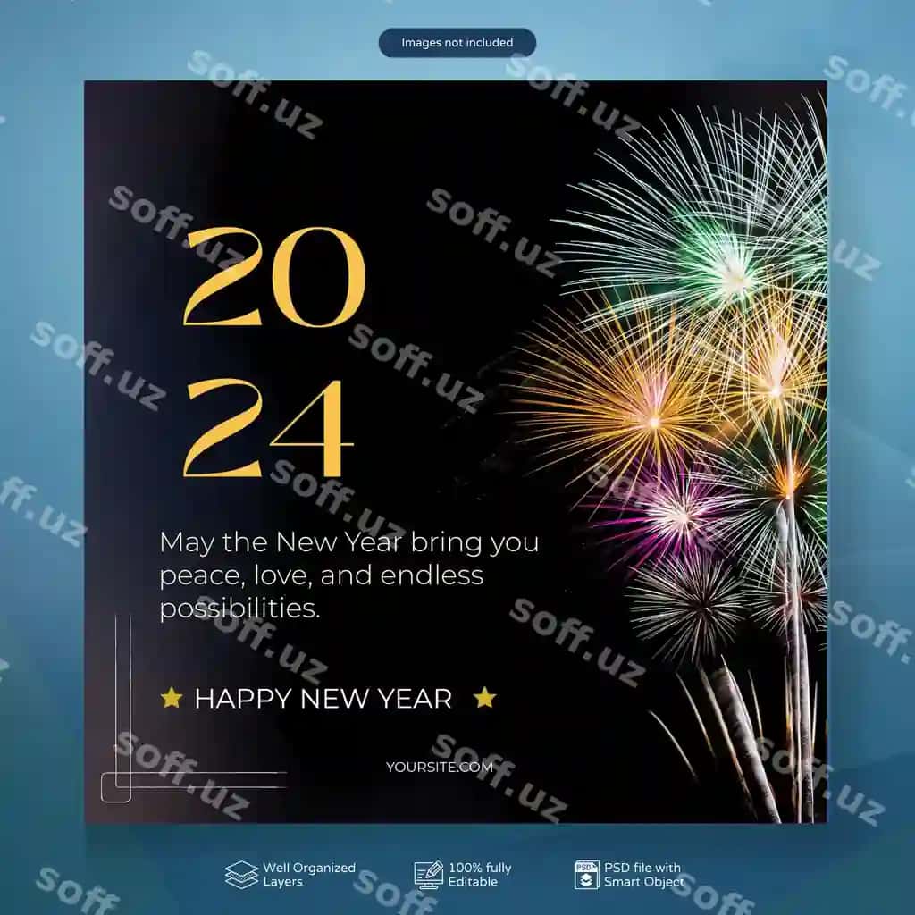 Psd noyob baxmalik yangi yil ijtimoiy tarmoqlarda e'lonlar dizayni banner shabloni | Psd happy new year elegant social media post design banner template