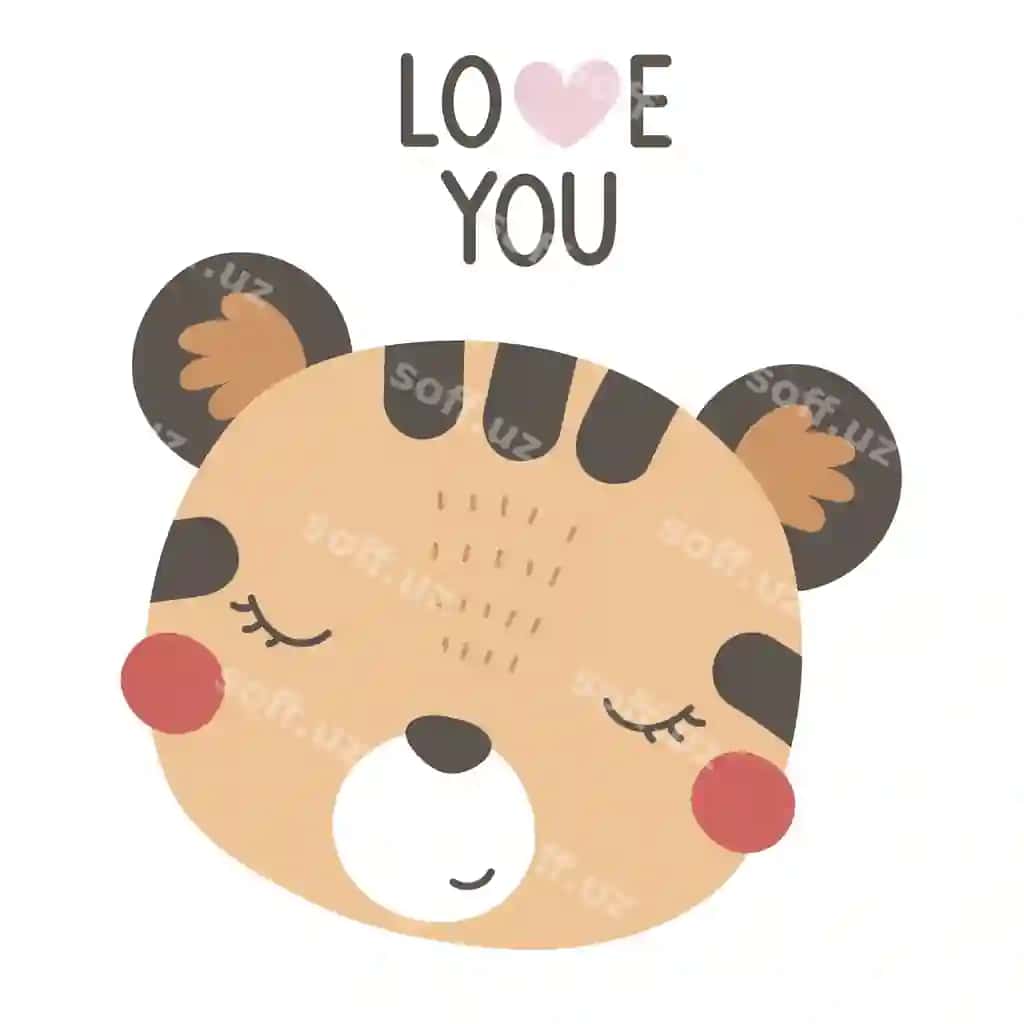 Sevaman karykatura buzmachi qo'l chizmasi yozuv | Love you cartoon tiger hand drawing lettering