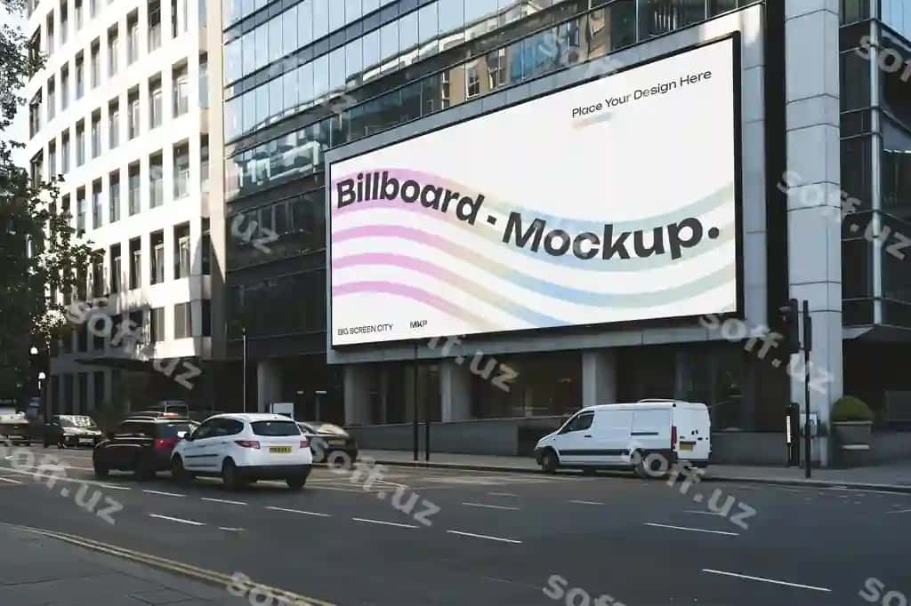 Katta ekran shahar billboardi namunasi | Big screen city billboard mockup