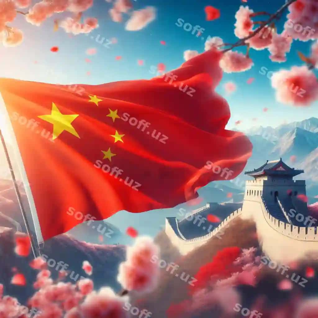 Xinaning chiroylangan bayrog'i | China beautiful waving flag