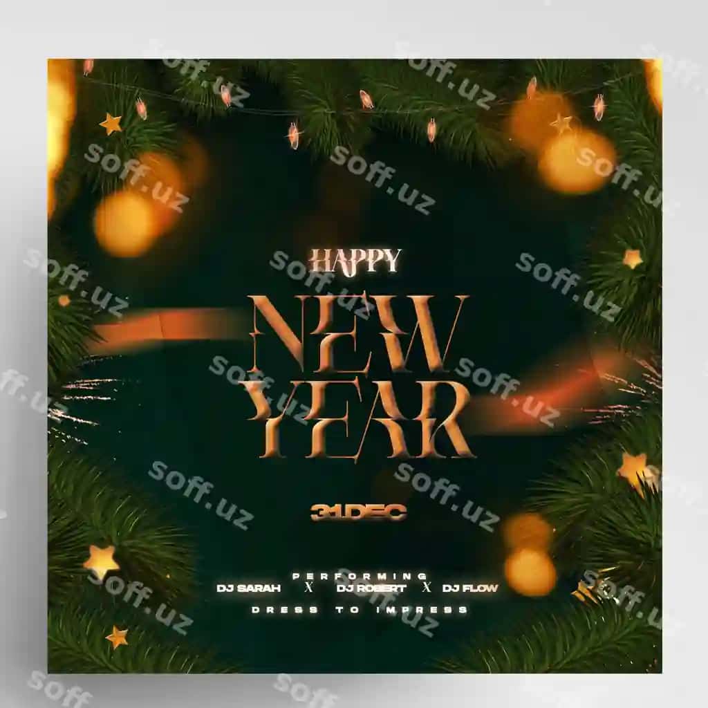 Yangi yil kechasiga baxromli tadbir to'yga Instagram flyer dizayni | Happy new year eve event party instagram flyer design