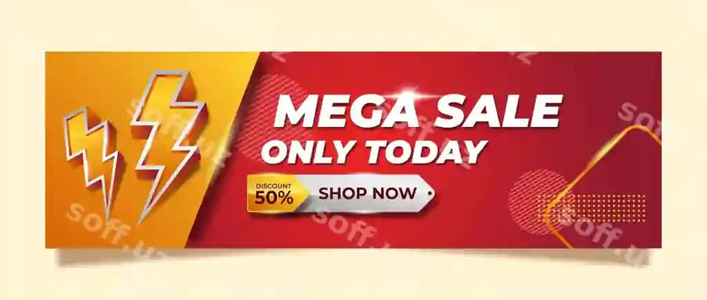 Mega sotuv baner shablon dizayni | Mega sale banner template design