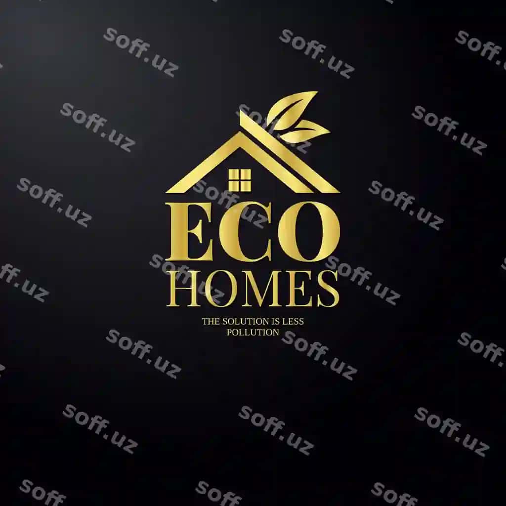 Oltin logo dizayni biznes identifikatsiyasi eko uy yechimi | Golden logo design business identity eco home solution