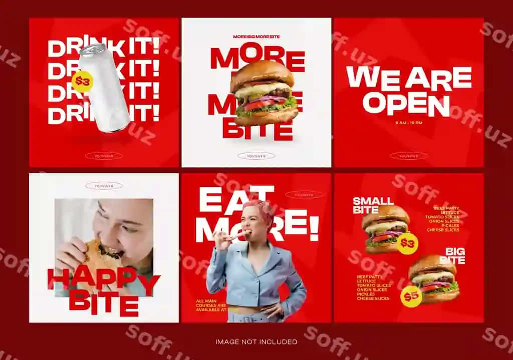 Burger ijtimoiy tarmoq post shabloni | Burger social media post template