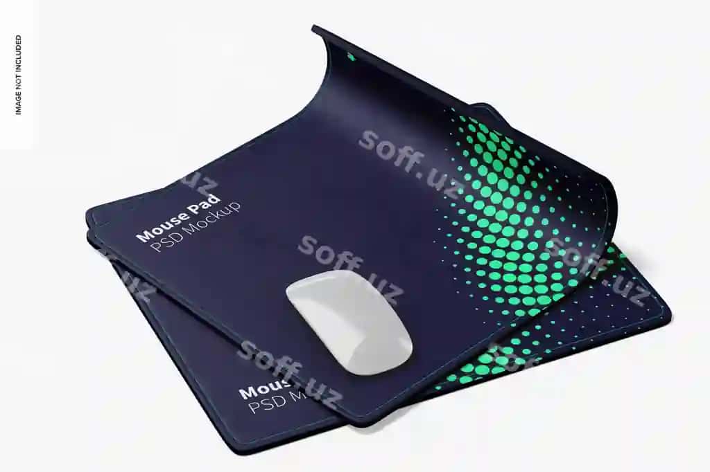 To'g'ri to'rtburchak shaklidagi sichqoncha uchun joylashgan mockup | Rectangular mouse pads mockup