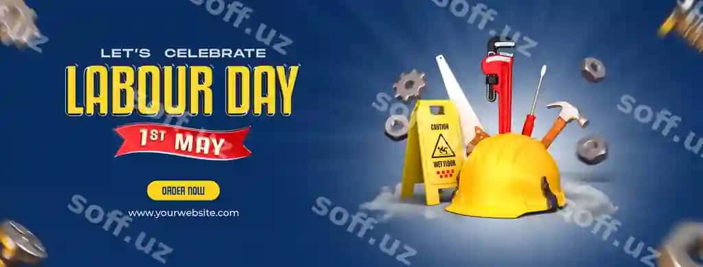Xalqaro mehnat kuni uchun ijtimoiy media varaqi dizayni shabloni | International labour day social media cover design template