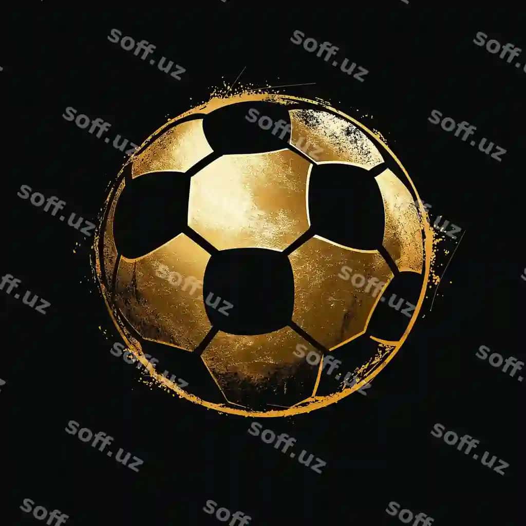 Logo oltin siluet futbol to'p qora fonda | Logo gold silhouette soccer ball black background