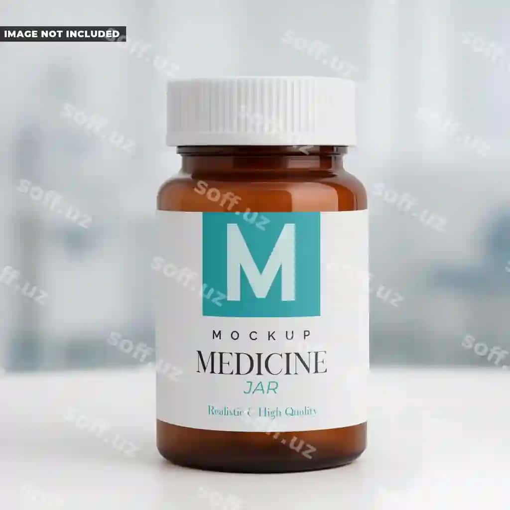 Dori qoshiqchasi namunasi | Medicine jar mockup
