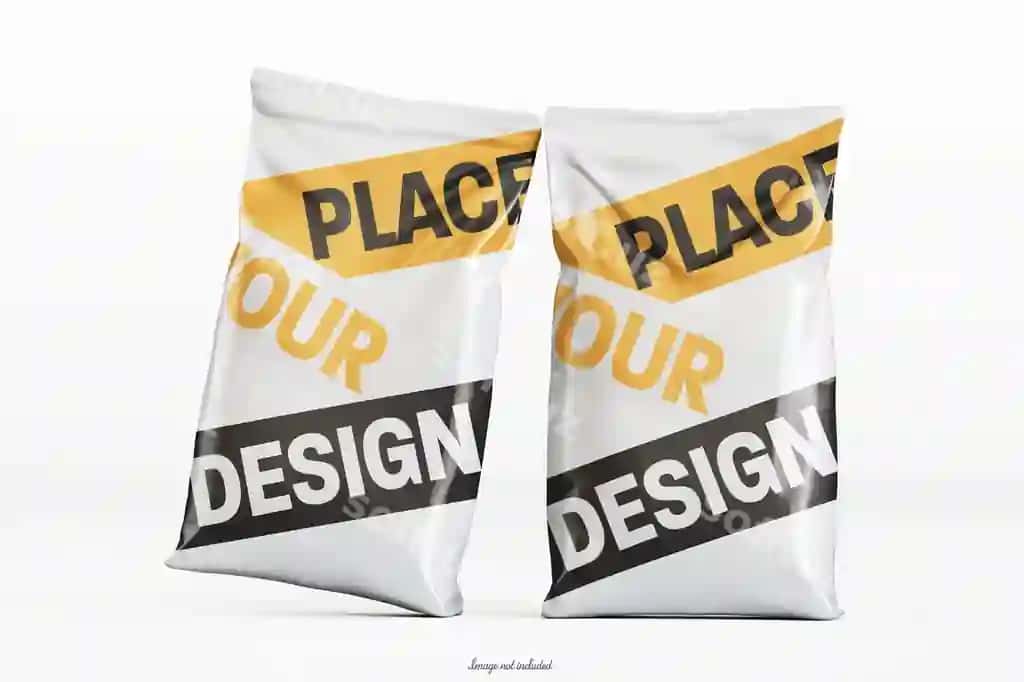 Haqiqiy chamad obita modeli tahrirlanga | Realistic sack packaging mockup editable