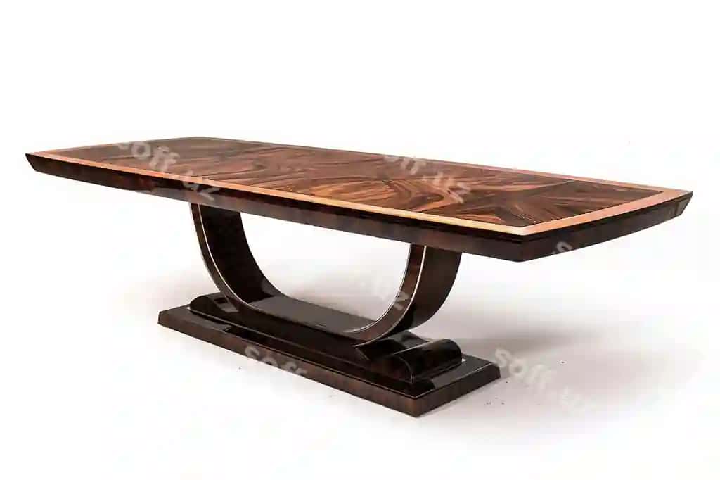 Foto qozononuyning zamonaviy mehmonxona asosidagi qulufli mehmon stolı rasmi | Photo regal ash dining table comfortable modern living