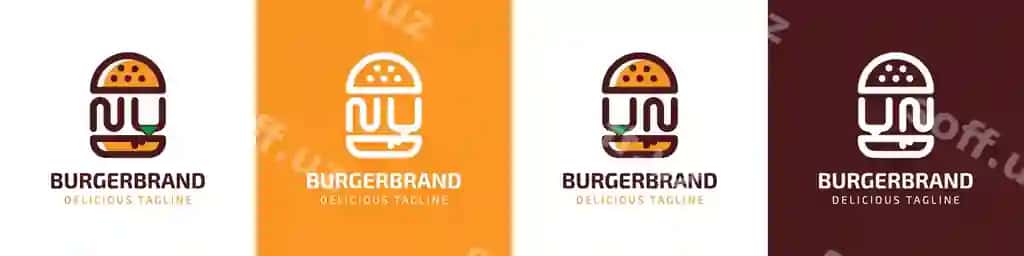 Harf N bilan burger logotipi har qanday burgerga bog'liq biznes uchun mos keladi. | Letter nu un burger logo suitable any business related burger with