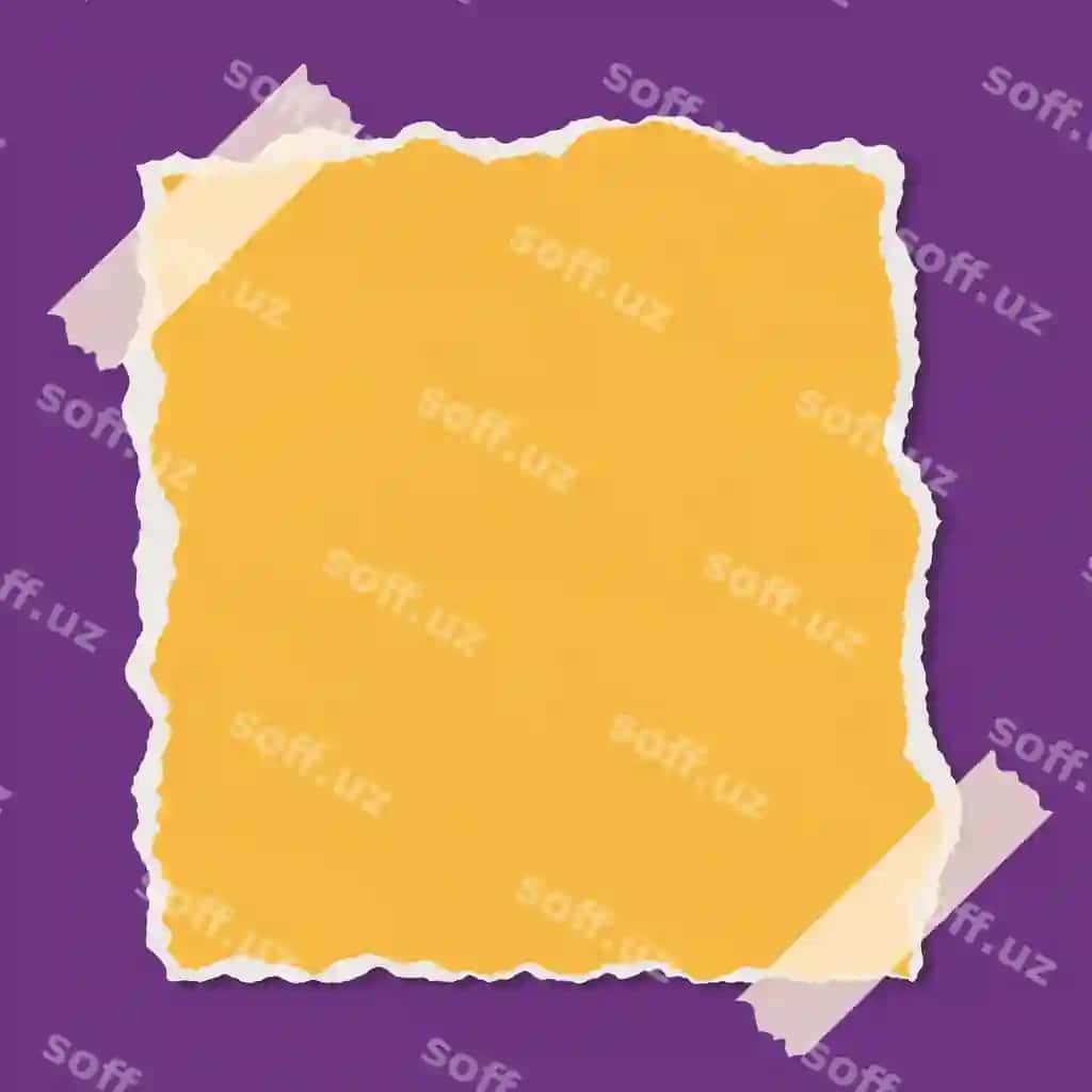 Sariq aralangan qog'oz eslatmasi taypa bilan binafsha orqa fonda | Yellow torn paper note with tape purple background
