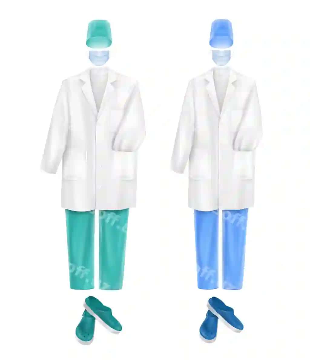Tibbiy kostyum kiyimlar komplekti xalat palto sho'rtik aksesuarlar yuz | Set medical uniform clothes gown coat trousers accessories face