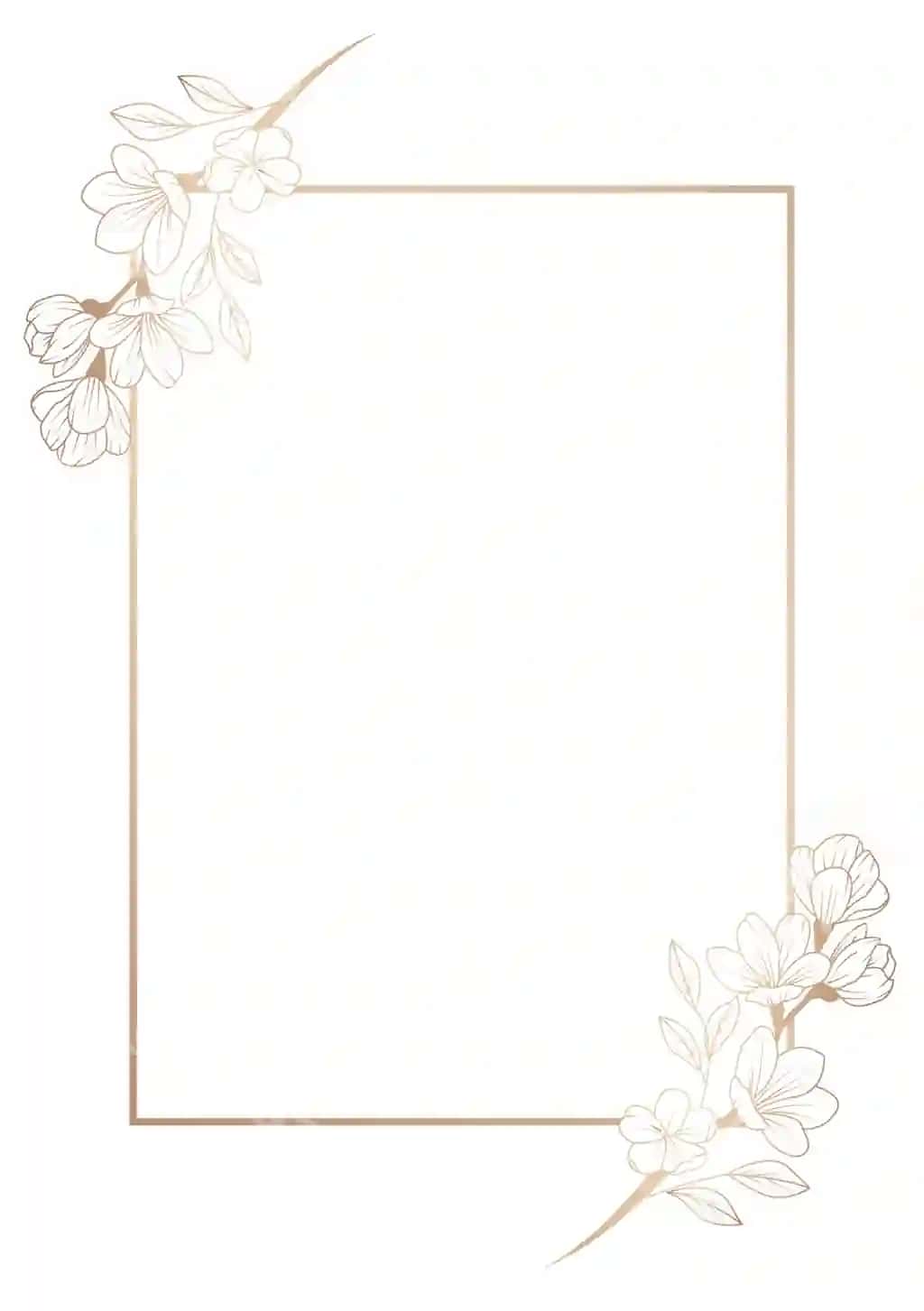 Vektor oltin gulli ramka chiziqlar stili | Vector gold floral frame with line art style