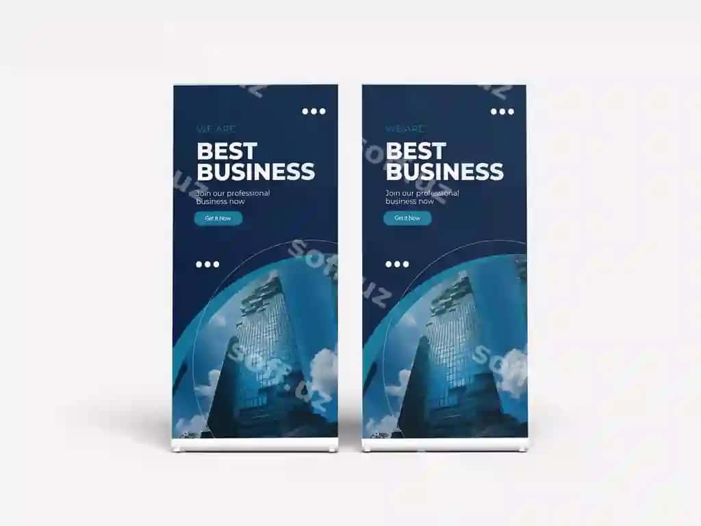 Eng yaxshi biznes reklama aylanma bayner | Promotional rollup banner best business