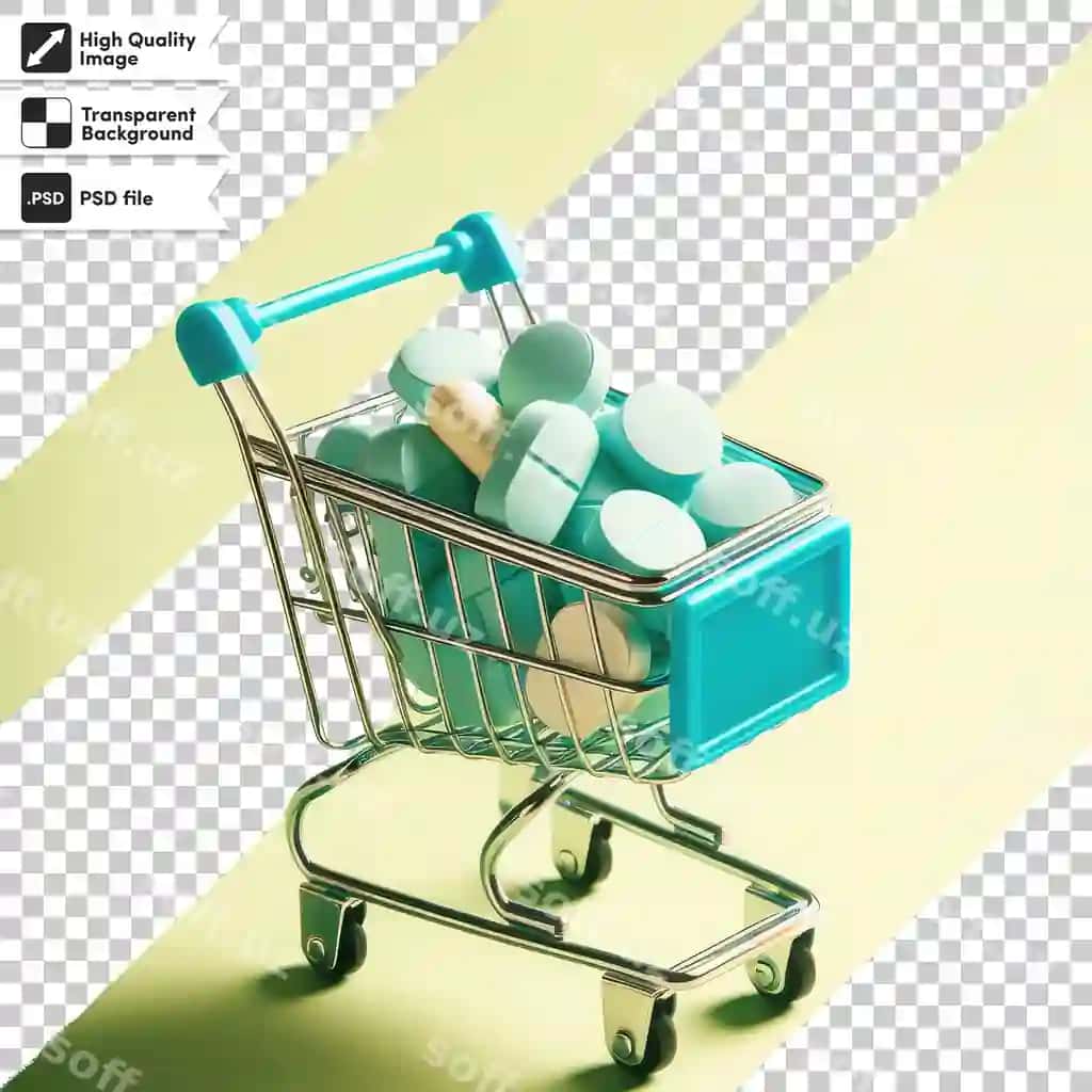 Psd savat afsuslikka ajratilgan shaffof fonda | Psd shopping cart isolated transparent background