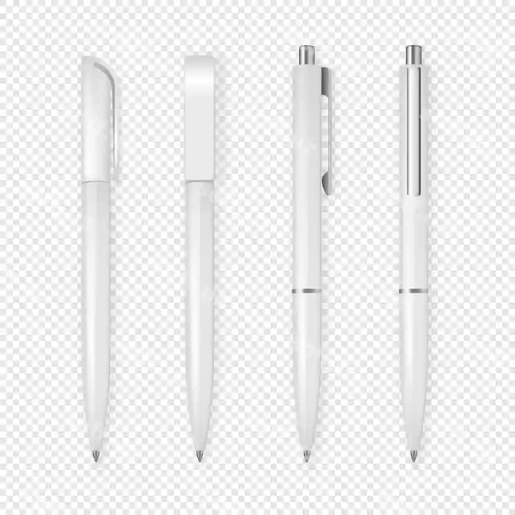 Haqiqiy oq ruchka ikon komplekti | Realistic white pen icon set