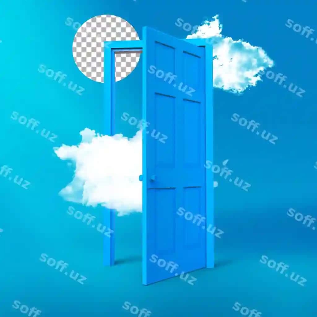 Oq bulut ochiq ko'k eshta orqali uchadi. | White cloud flies through open blue door