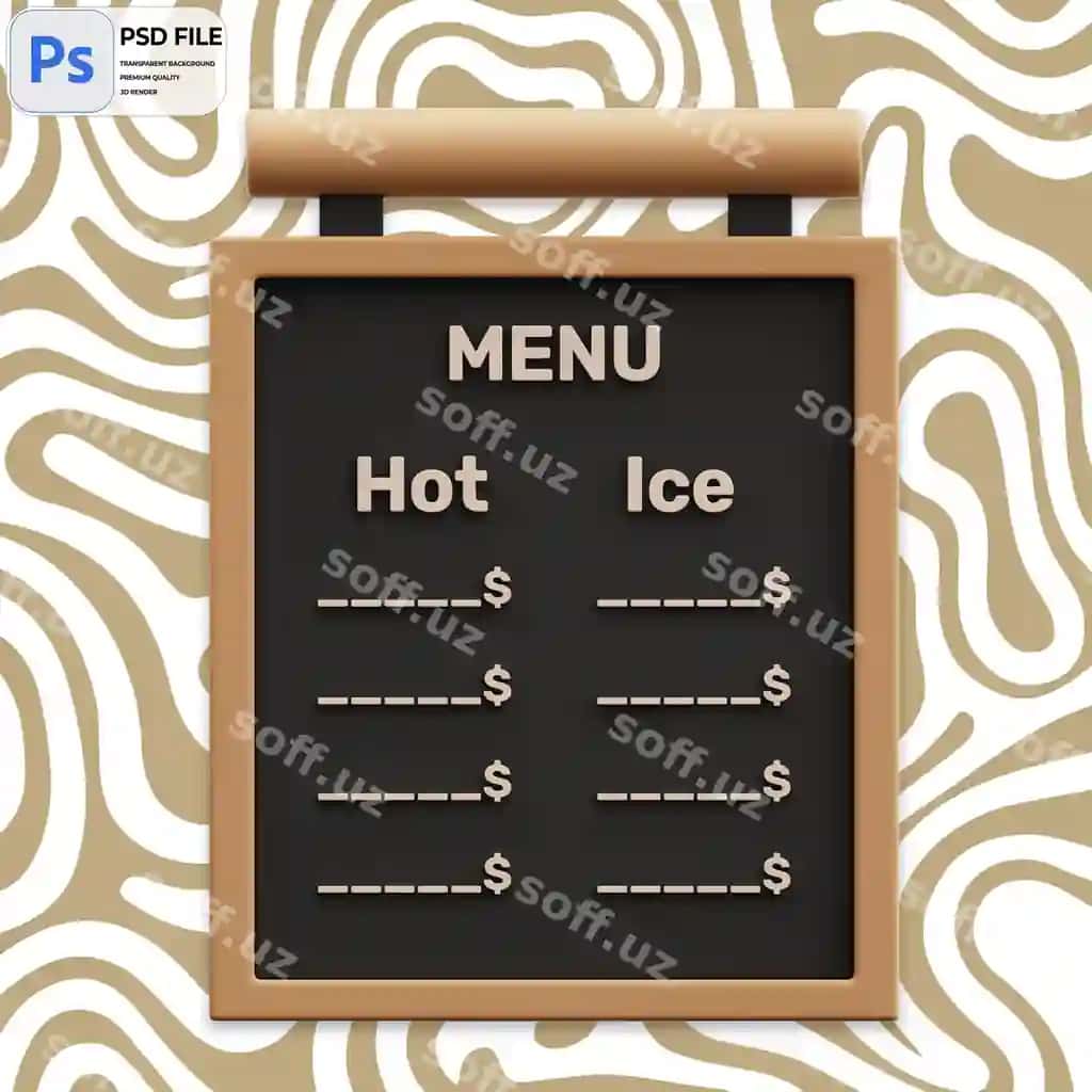 3d ichimlik menyu doskasi illustratsiya render ikonka ajraltirilgan png | 3d drink menu board illustration render icon isolated png