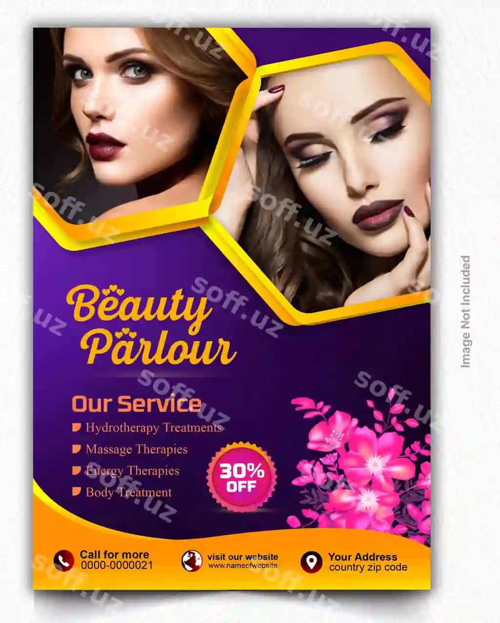 Chiroy saloni flyer dizayn shabloni | Beauty parlor flyer design template