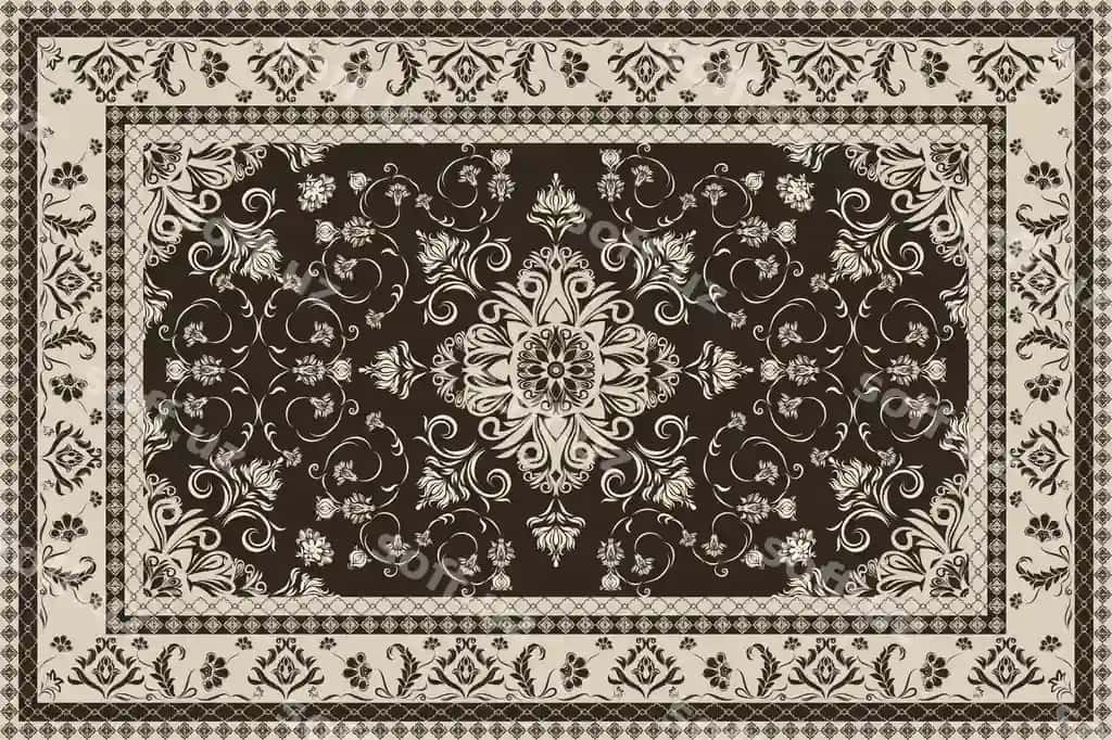 Chiroyli sharqiy jigarrang bej rangli gulli gul dekorativ dizaynga ega | Elegant oriental brown beige floral rug with decorative design