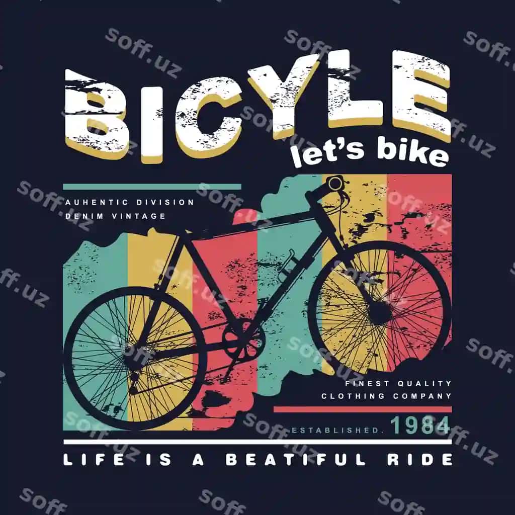 Velosiped velosipedga ochiq havoda grafik tipografiya vektorli futbolka dizaynini beradi | Bicycle lets bike outdoor graphic typography vector t shirt design