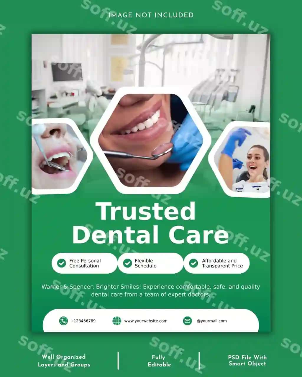 Shifokor tibbiy sovg‘a ijtimoiy media poster shabloni | Dentist dental care social media poster template
