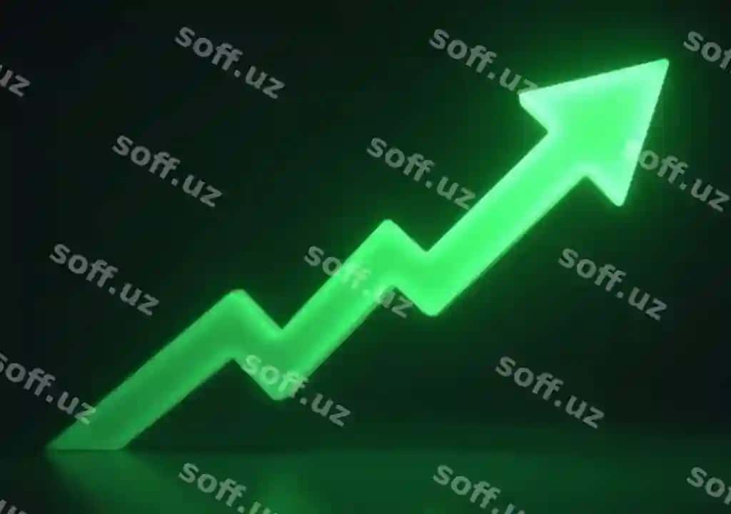 Yashil yuqori trend o'qi o'sish rivojlanish biznesini ko'rsatuvchi | Green upward trend arrow indicating growth progress business