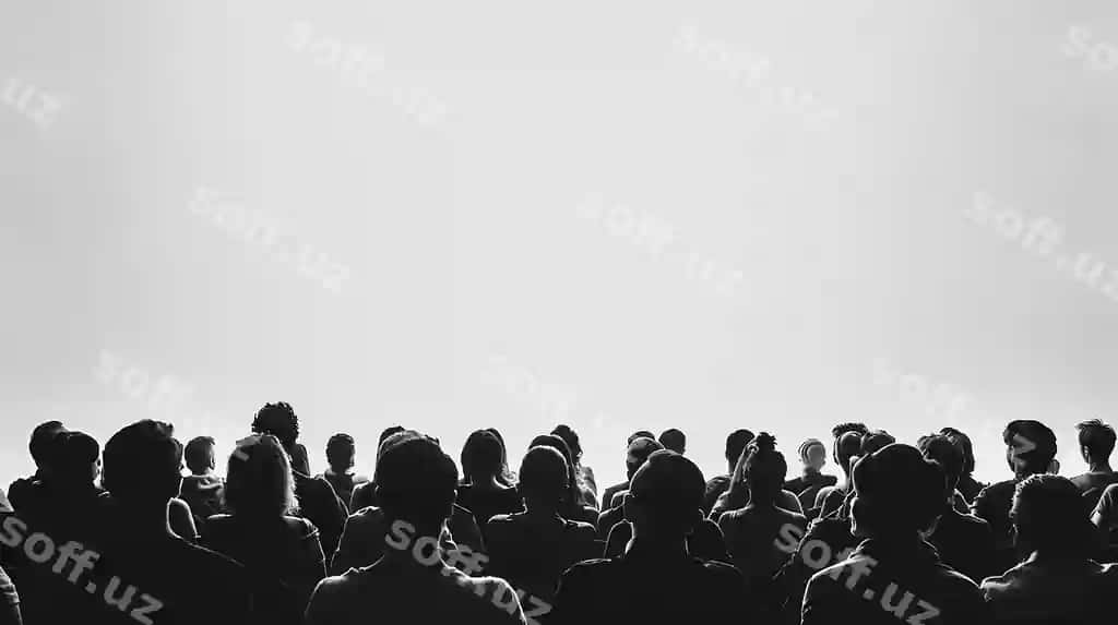 Siluet auditoriya oq orqa fonda | Silhouette audience white background