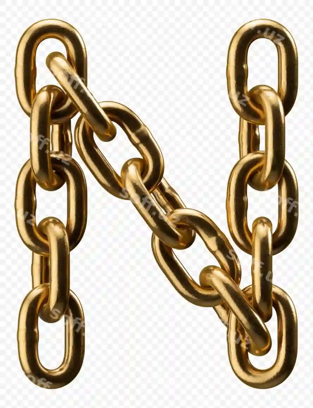 Oltin zanjir lotin alifbosi J harfi ajraltirilgan | Golden chain alphabet letter j isolated