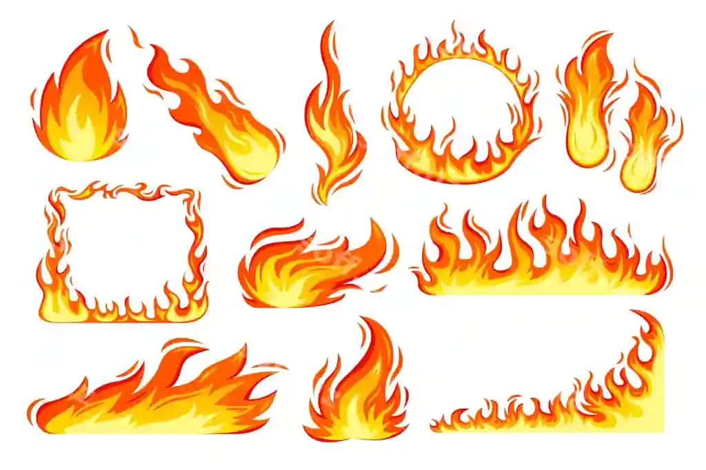 Qo'l yozilgan olov flamlari ikonkalar to'plami | Hand drawn fire flames icons set