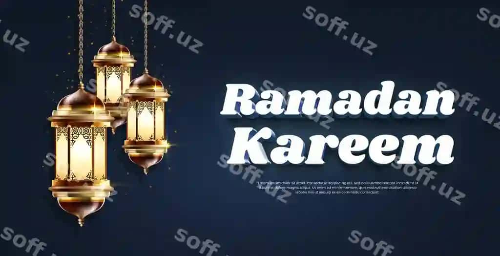 Ramazon keling 3d matn uslubi effekti shabloni fanar bilan | Ramadan kareem 3d text style effect template with lantern
