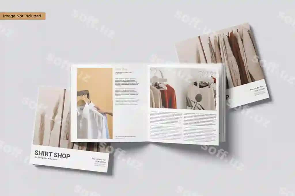 Uch kvadrat jurnal mockup yuqori ko'rinish | Three square magazine mockup top view