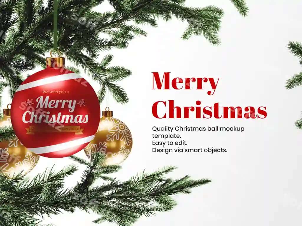 Rojdestvo uchta shar mockup shablon | Christmass three ball mockup template
