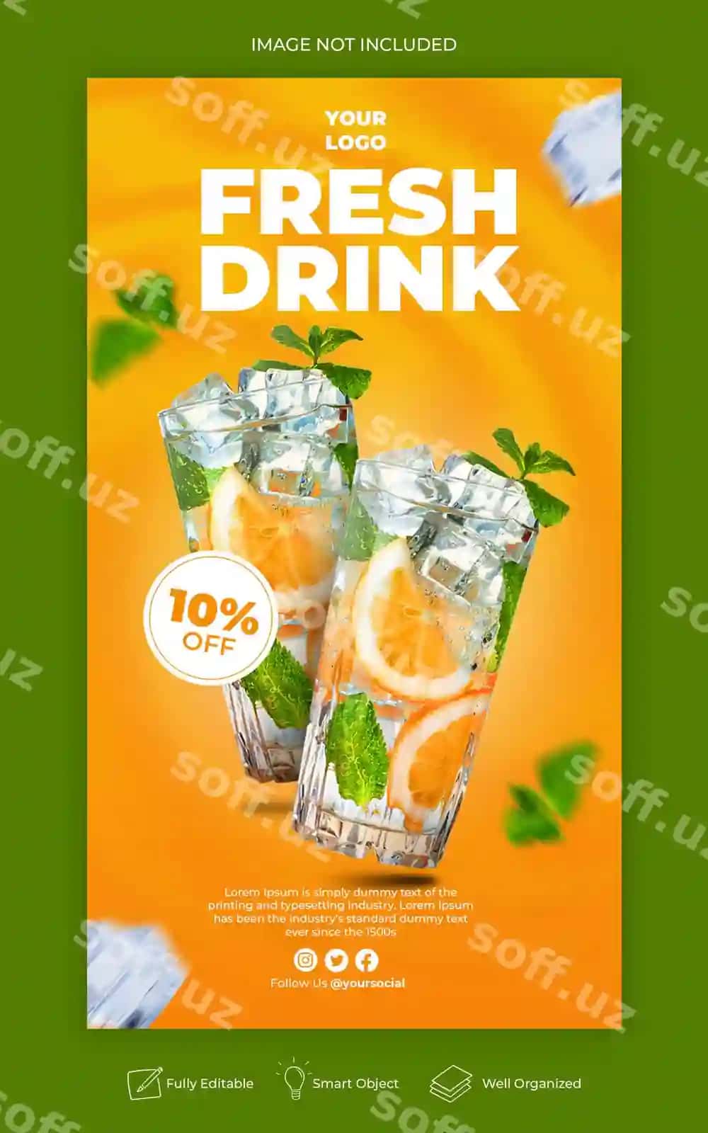 Ijtimoiy media hikoyalari uchun maxsus ichimlik shabloni | Social media stories template special drink