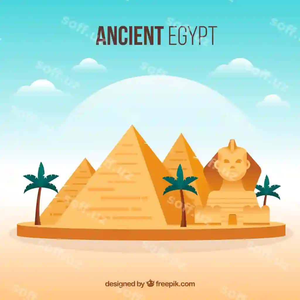 Qadim Egipt kompositsiyasi tekis dizayn bilan | Ancient egypt composition with flat design