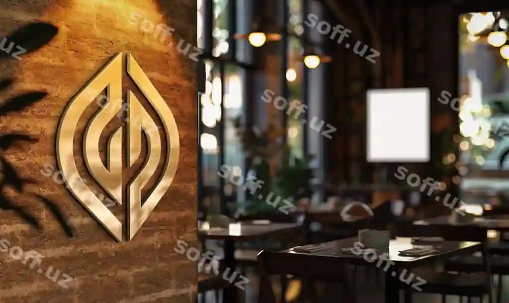 3D restoran fassad belgilari logotip namunasi | 3d restaurant facade signage logo mockup