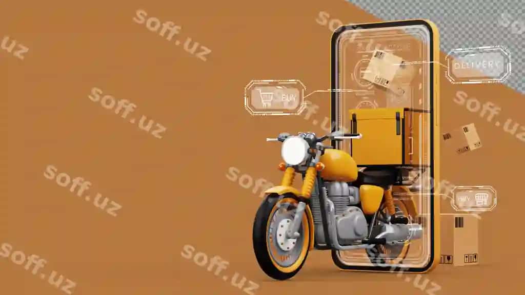 Yetkazib berish kurier xizmati onlayn xarid uchun mototsikl paket bilan | Delivery courier service online shopping motorcycle with parcel