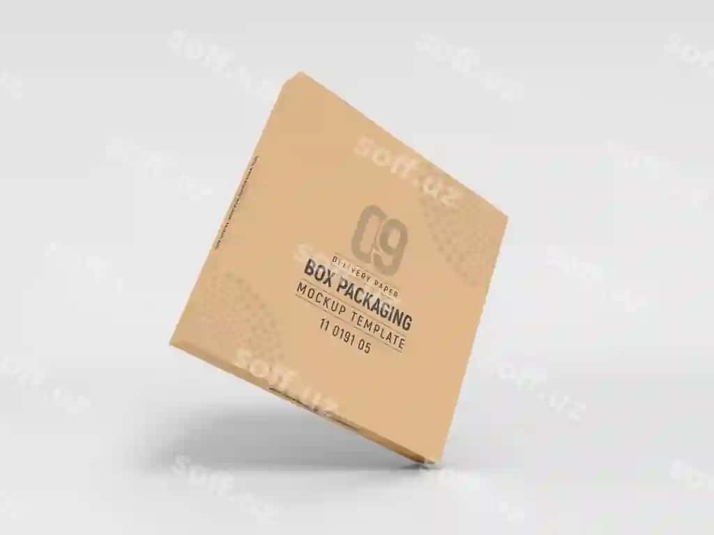 Katta qog'ozli kartonli pochma qutisi mockup | Large cardboard paper parcel delivery box mockup