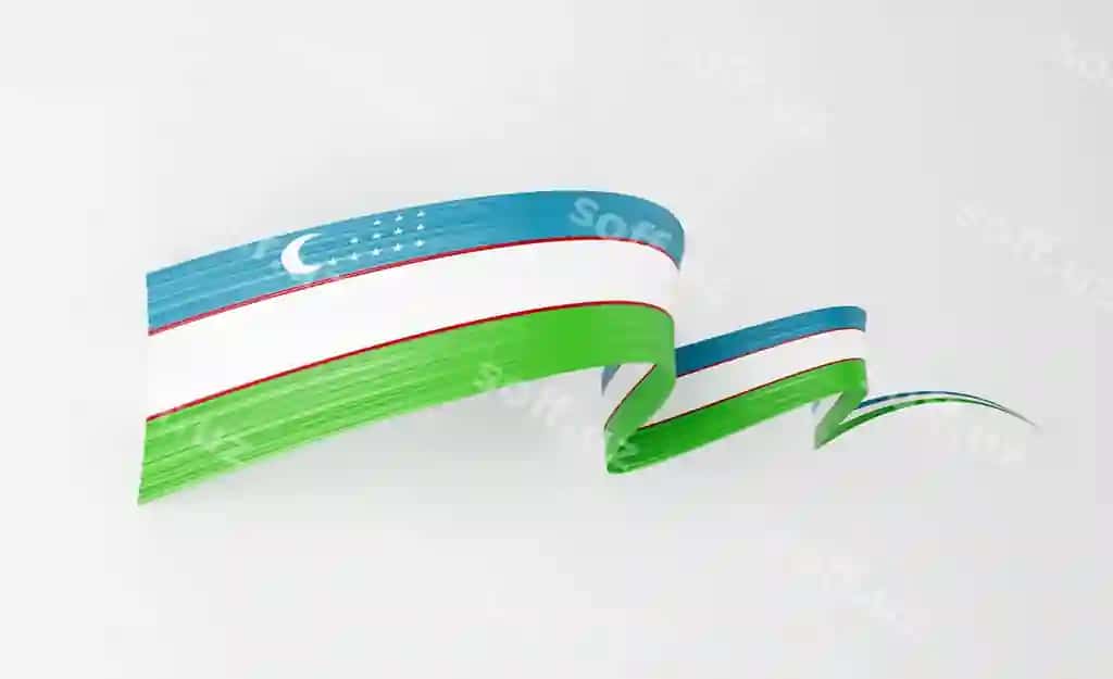 3d bayrog' O'zbekiston 3d kulakli yorqin O'zbekiston lenta ajraltirilgan oq fonda 3d illustratsiya | 3d flag uzbekistan 3d wavy shiny uzbekistan ribbon isolated white background 3d illustration
