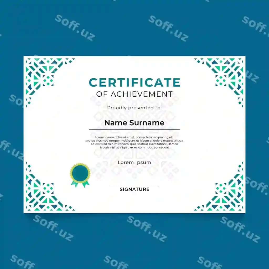 Sharqiy geometric sertifikat shablon dizayni | Oriental geometric certificate template design