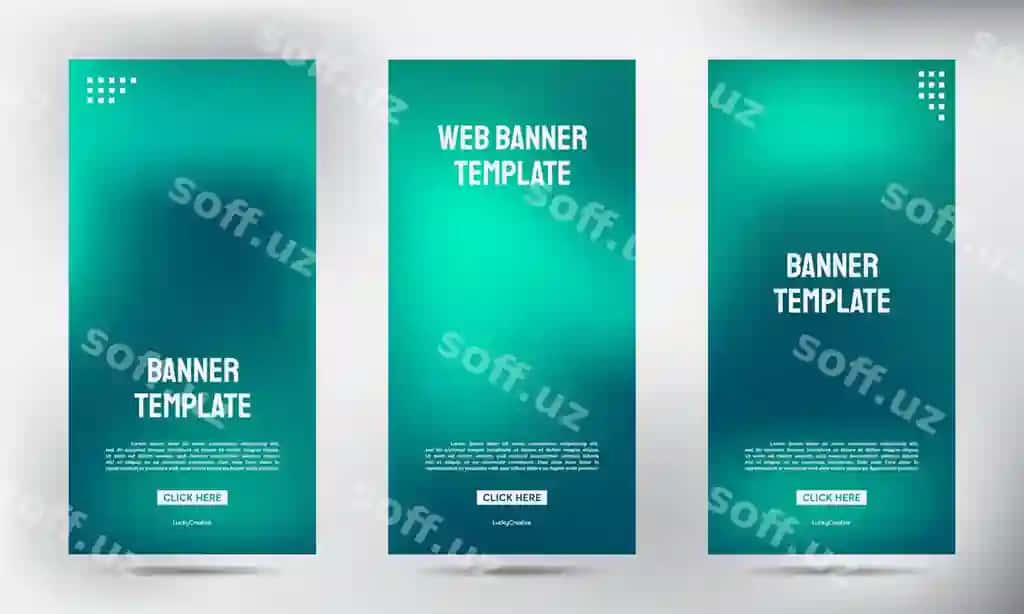 Bulanmagan banner dizayn vertikal shablon to'plami | Set blurred banner design vertical template