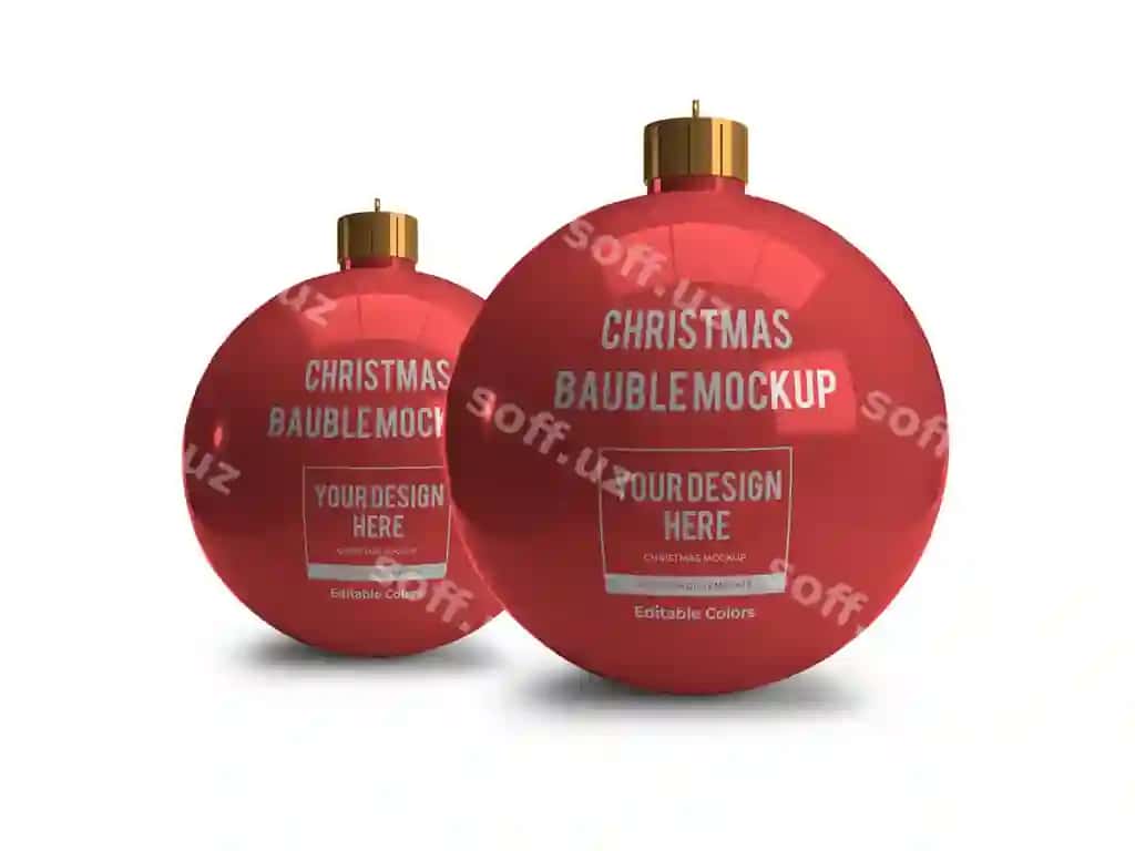 Haqiqiy Yangi Yil bez shar shablon ajraltirilgan | Realistic christmas bauble ball mockup template isolated